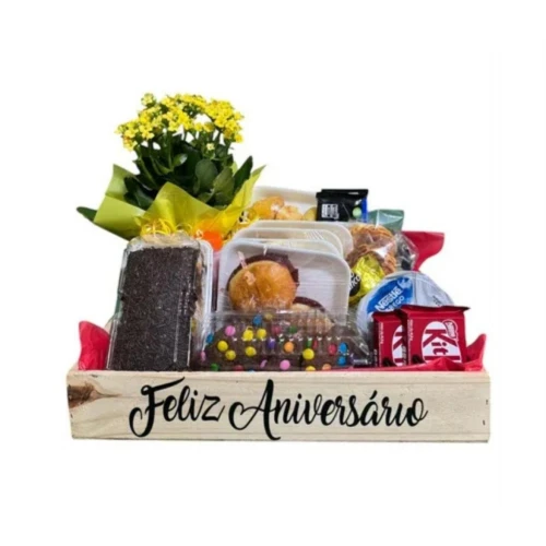 Cesta de Aniversário com Bolo